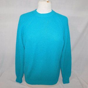 VTG Club Europe Womens M Blue Chunky Knit Crew Neck Acrylic oversize Sweater